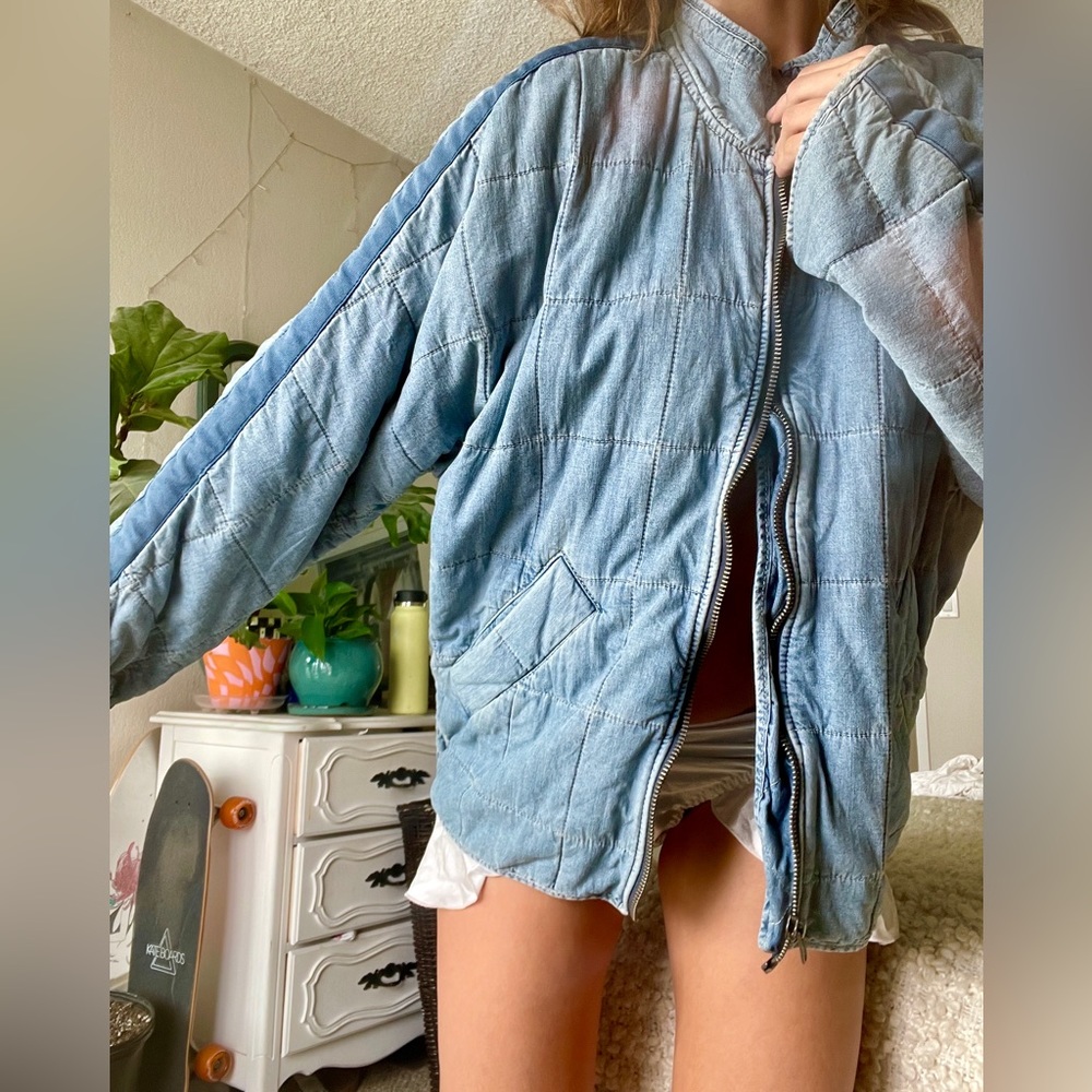 NWOT Free People Dolman Quilted Denim Jacket